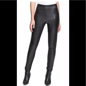 Calvin Klein Faux Leather Black Legging sz L NWT